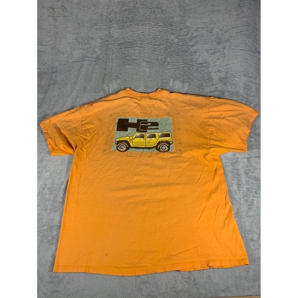 Vtg Hanes Hummer H2 Suv T-Shirt Beefy-T Mens 2XL Orange Crew Neck Short Sleeve